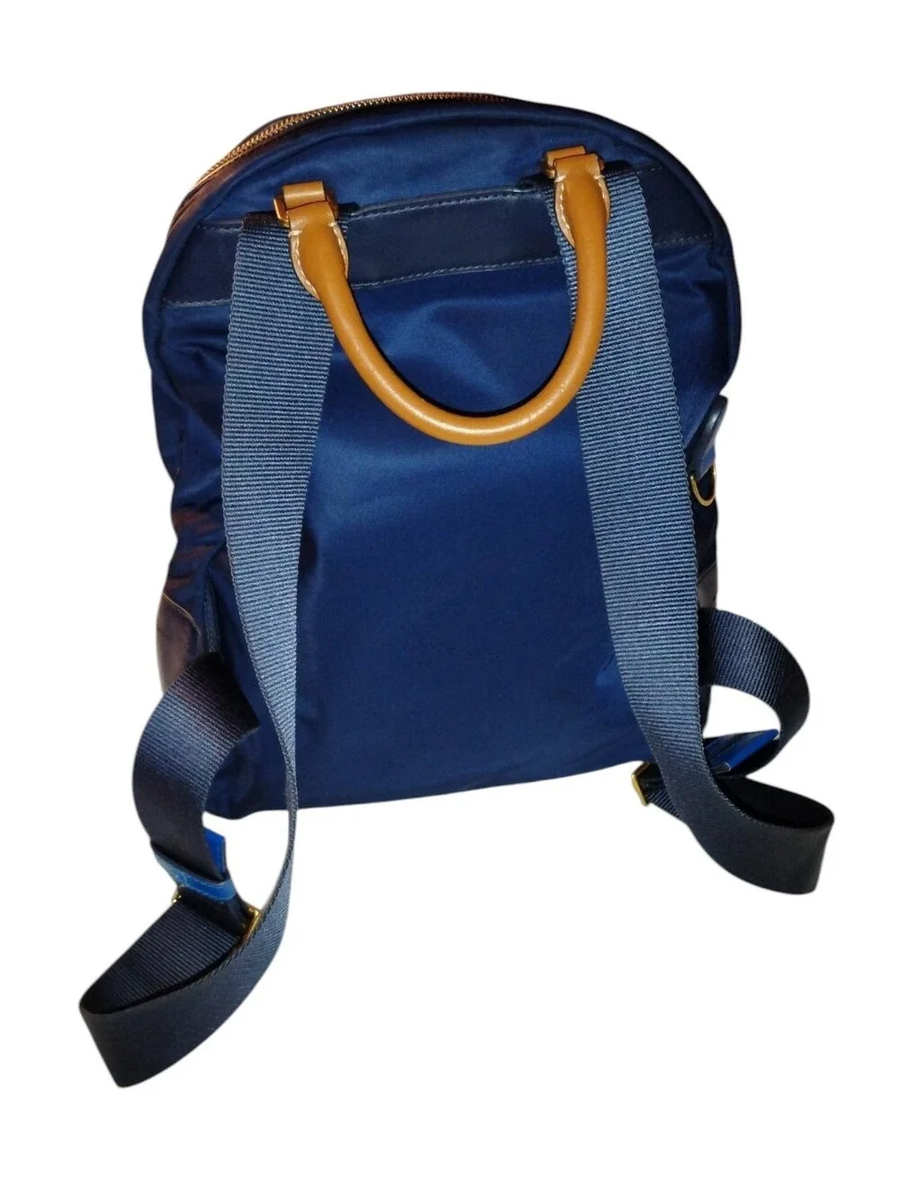 Tory Burch Perry Nylon Colorblock Zip Backpack in Royal Navy and Cobalt Blue.